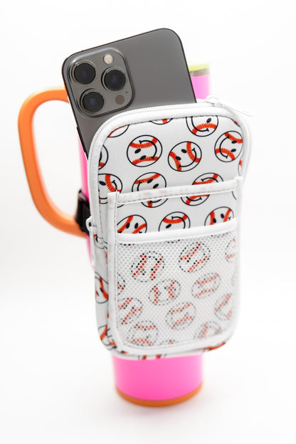 Smiley Face Baseball Tumbler Zipper Pouch - Freckled Poppy