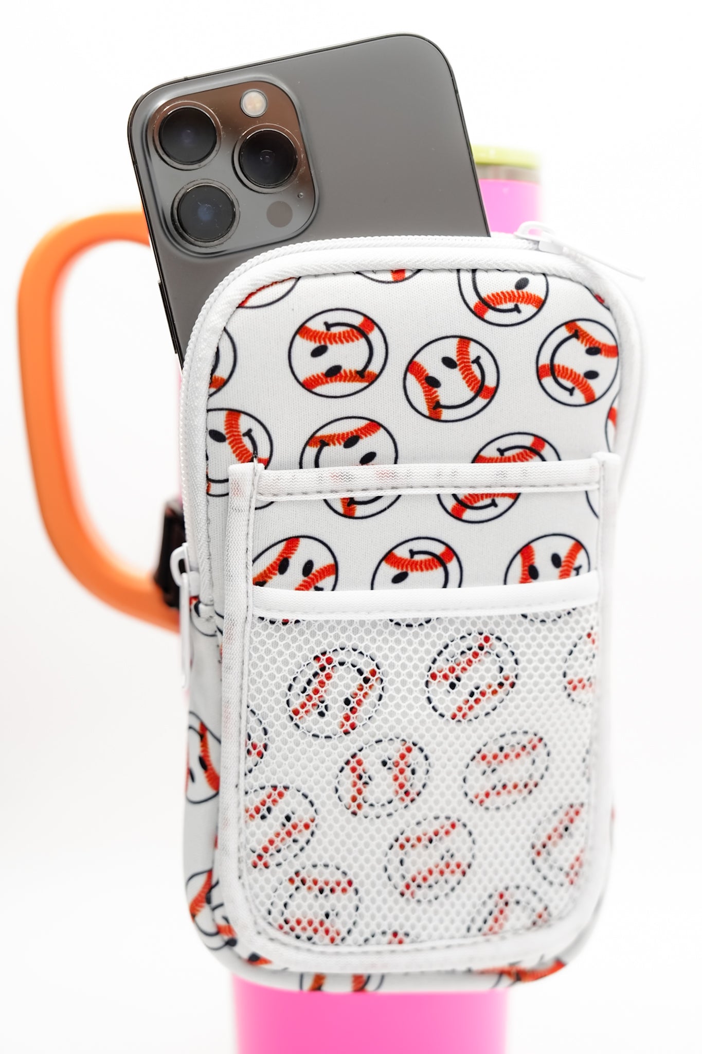 Smiley Face Baseball Tumbler Zipper Pouch - Freckled Poppy