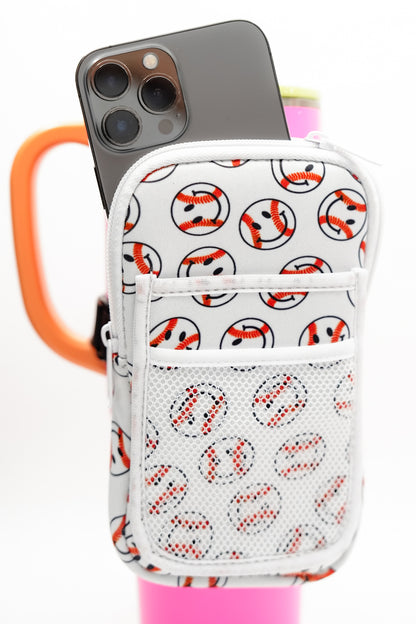 Smiley Face Baseball Tumbler Zipper Pouch - Freckled Poppy