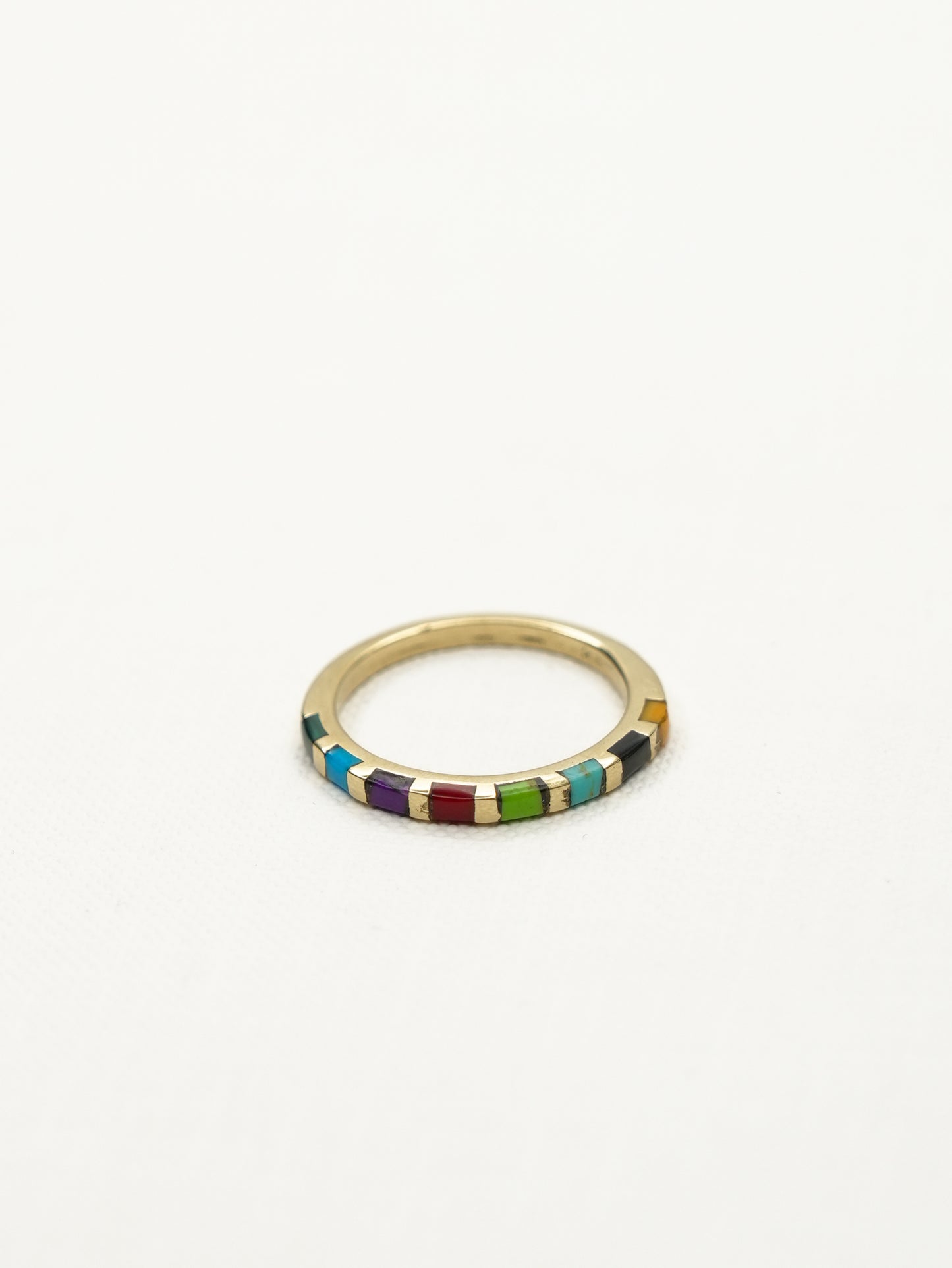 BOHO SOL Brass Mini Inlaid Stacker Ring