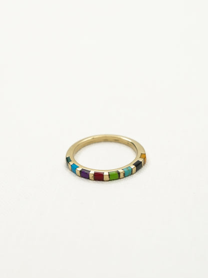 BOHO SOL Brass Mini Inlaid Stacker Ring