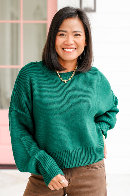 Solid Long Sleeve Cropped Sweater