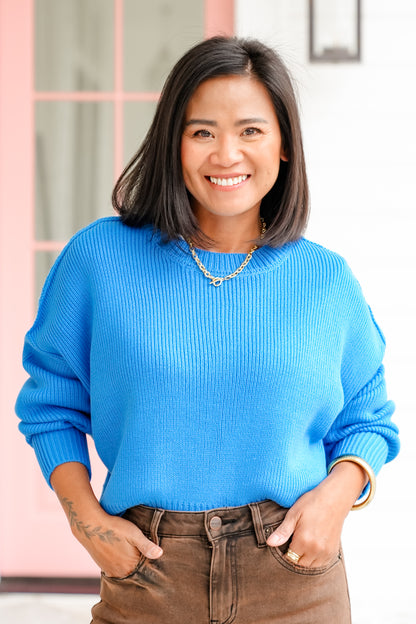 Solid Long Sleeve Cropped Sweater