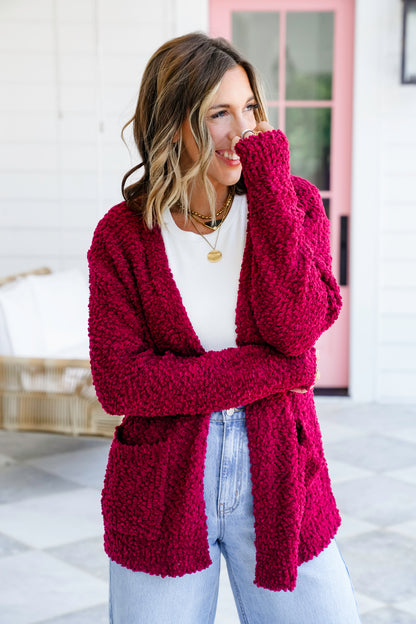 Door Buster! Zenana Long Sleeve Popcorn Sweater Cardigan with Pockets