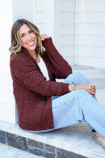 Door Buster! Zenana Long Sleeve Popcorn Sweater Cardigan with Pockets