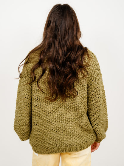 Chunky Knit Long Sleeve Button Down Cardigan - Freckled Poppy