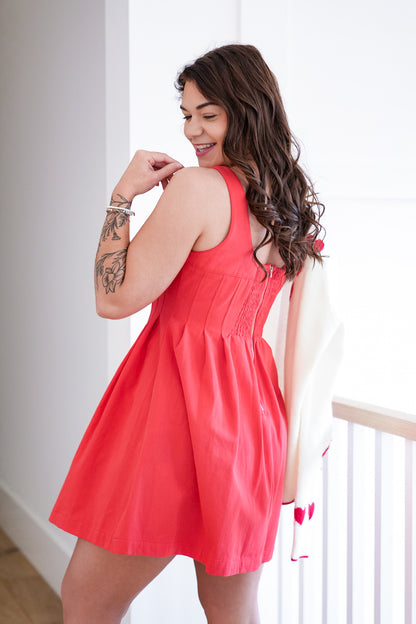 Cotton Sleeveless Pleated Mini Dresses