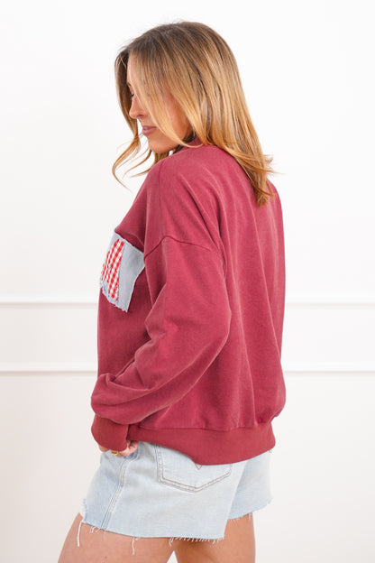 Plus/Reg Long Sleeve "USA" Patch Pullover Sweatshirt