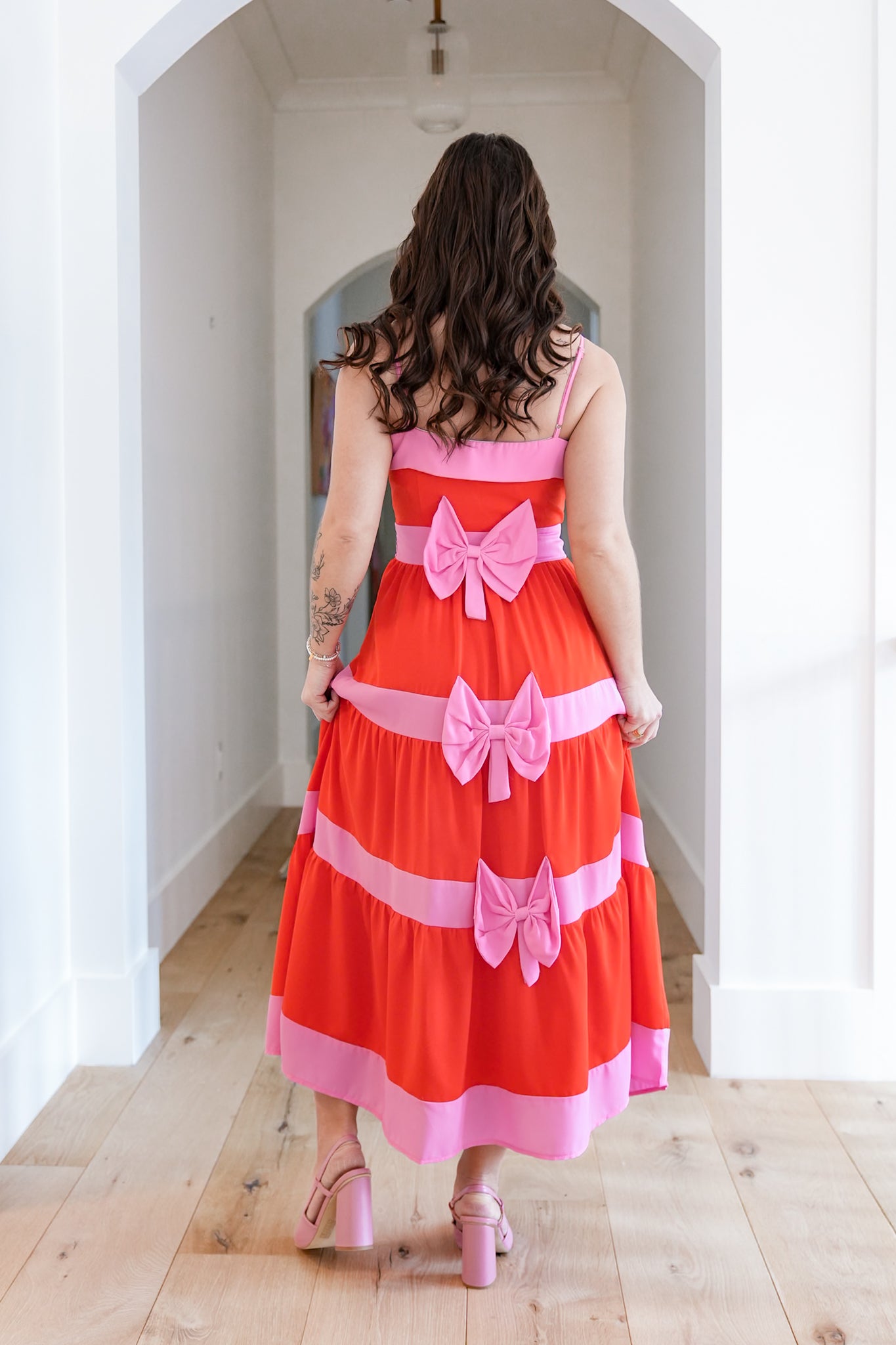 Color Block Sleeveless Midi Dress