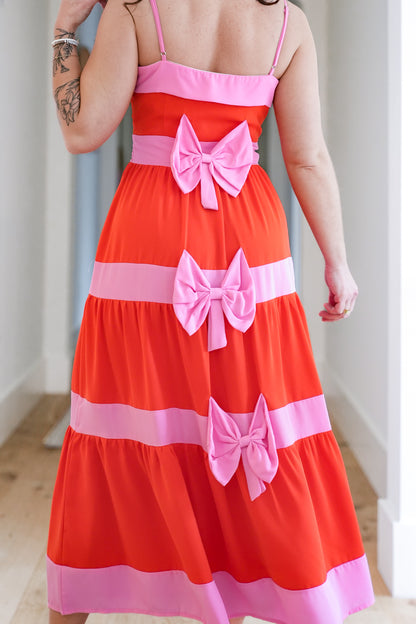 Color Block Sleeveless Midi Dress