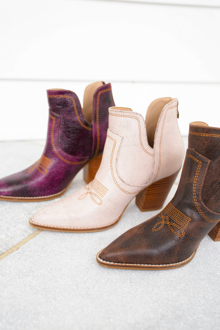 Corky's "Smoke Show" Chunky Heel Vegan Leather Booties with Back Zipper