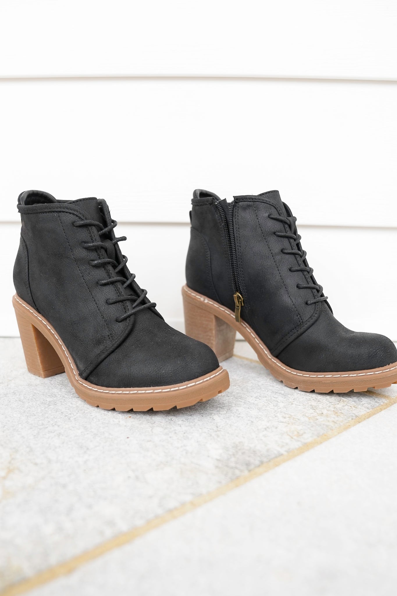 Corky's "Broomstick" Lace Up Block Heel Ankle Boots