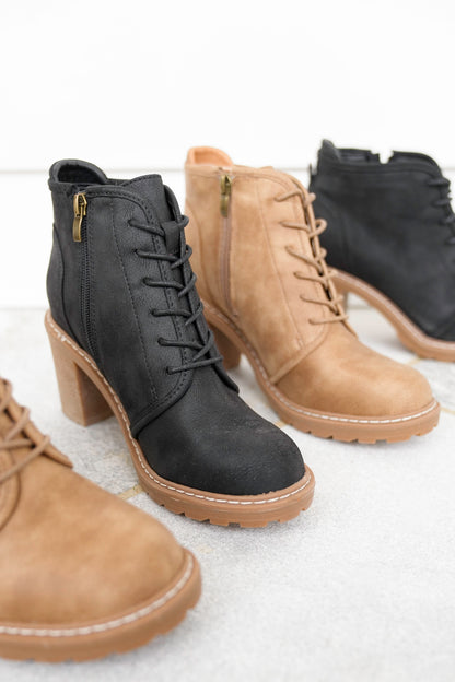 Corky's "Broomstick" Lace Up Block Heel Ankle Boots