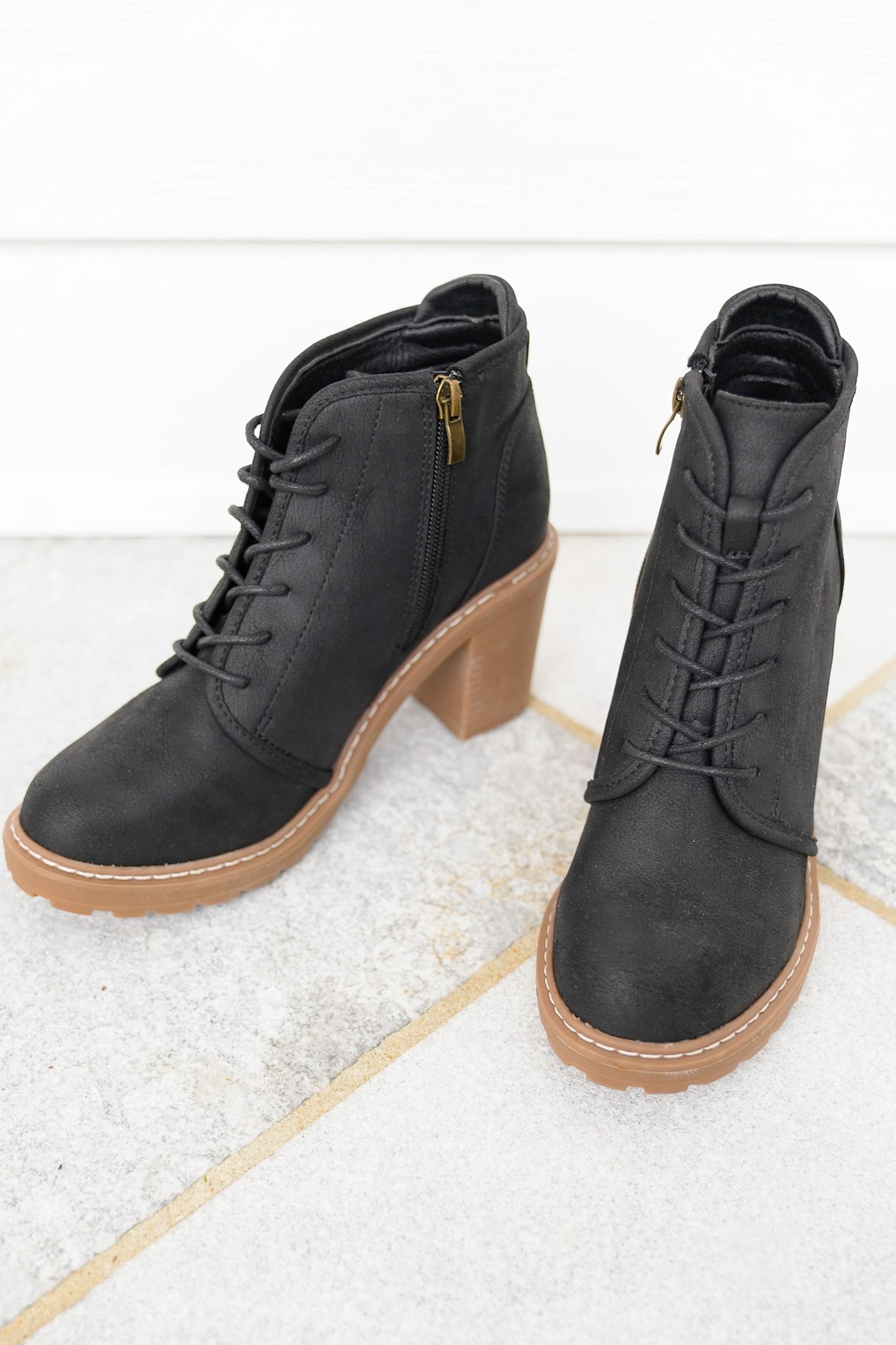 Corky's "Broomstick" Lace Up Block Heel Ankle Boots