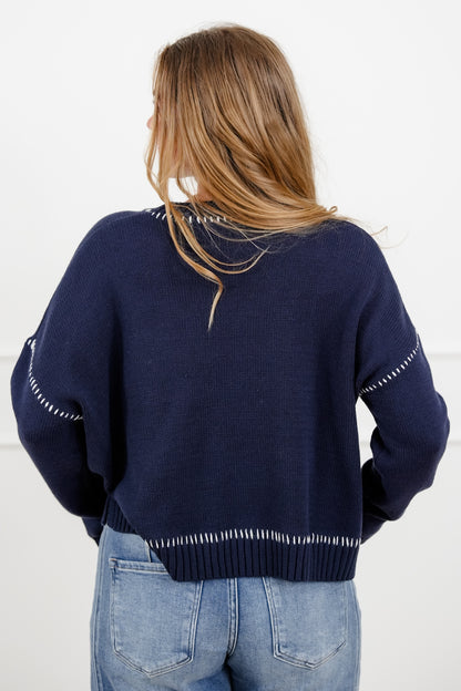 Plus/Reg Long Sleeve "Game Day" Patch Pullover Sweater