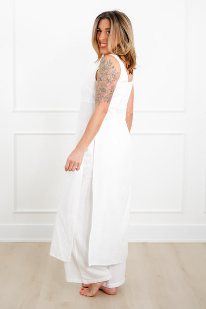 Plus/Reg Solid Sleeveless Cover Up Dress with Front Buttons