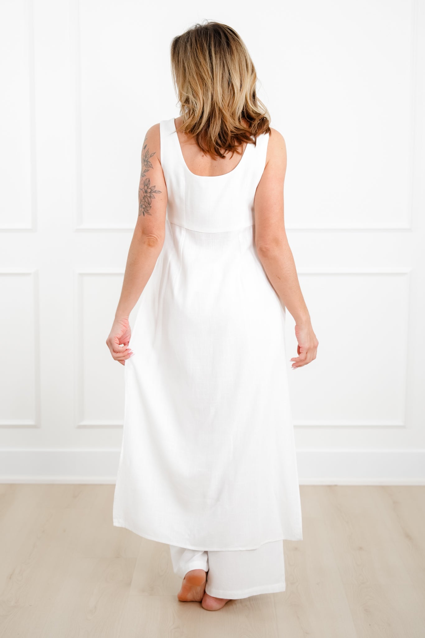 Plus/Reg Solid Sleeveless Cover Up Dress with Front Buttons