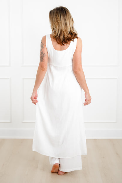 Plus/Reg Solid Sleeveless Cover Up Dress with Front Buttons