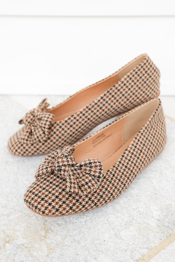 Corky's "Sugar Rush" Houndstooth Ballet Flats with Bow Accent