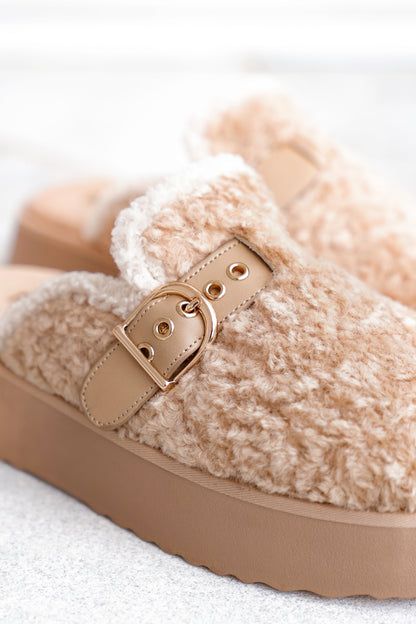 MIA Vegan Shearling Slip On Platform Mule