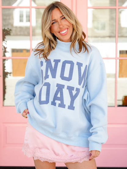 Long Sleeve Mock Neck Reversible "Snow Day/ Frosted" Graphic Sweatshirt - Freckled Poppy
