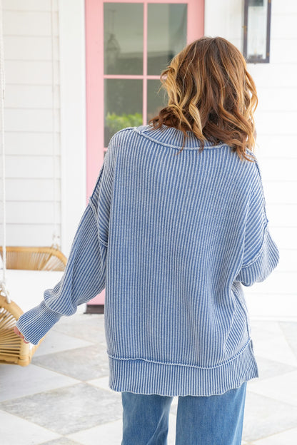 Washed Side Slit Oversized Sweater