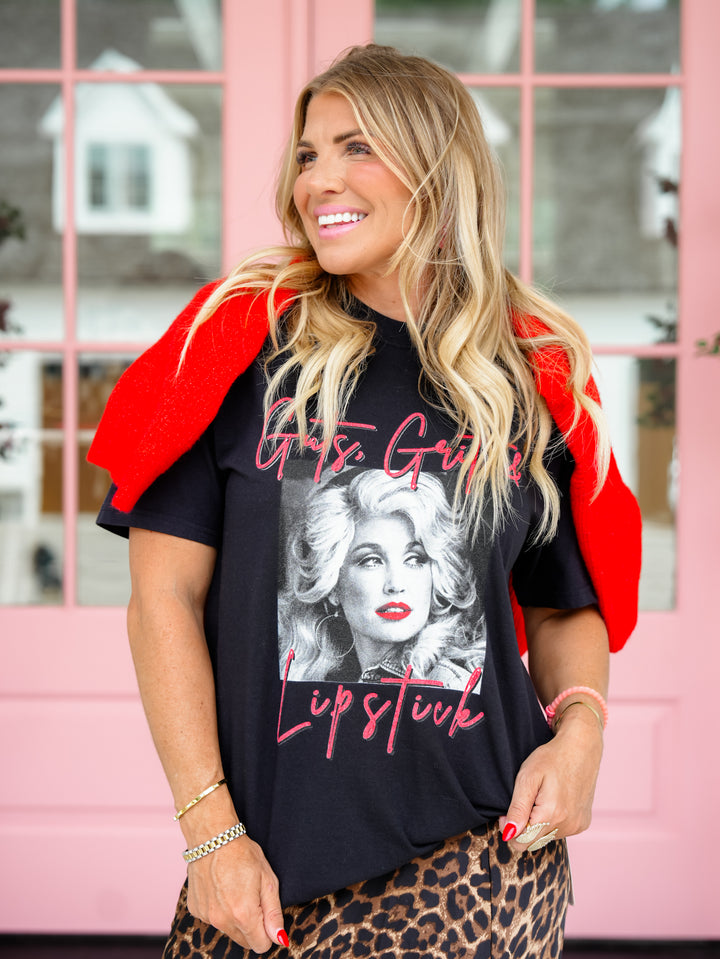 Plus/Reg Short Sleeve Dolly Guts, Grit and Lipstick Graphic Tee - Freckled Poppy