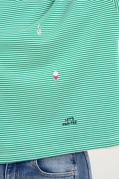 Striped Short Sleeve Embroidered Golf Icons Top