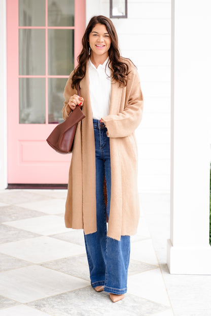 Long Sleeve Long Cardigan with Side Pockets