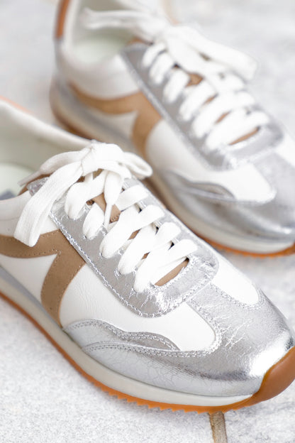 MIA Retro Low Top Sneaker with Shiny Panel Design