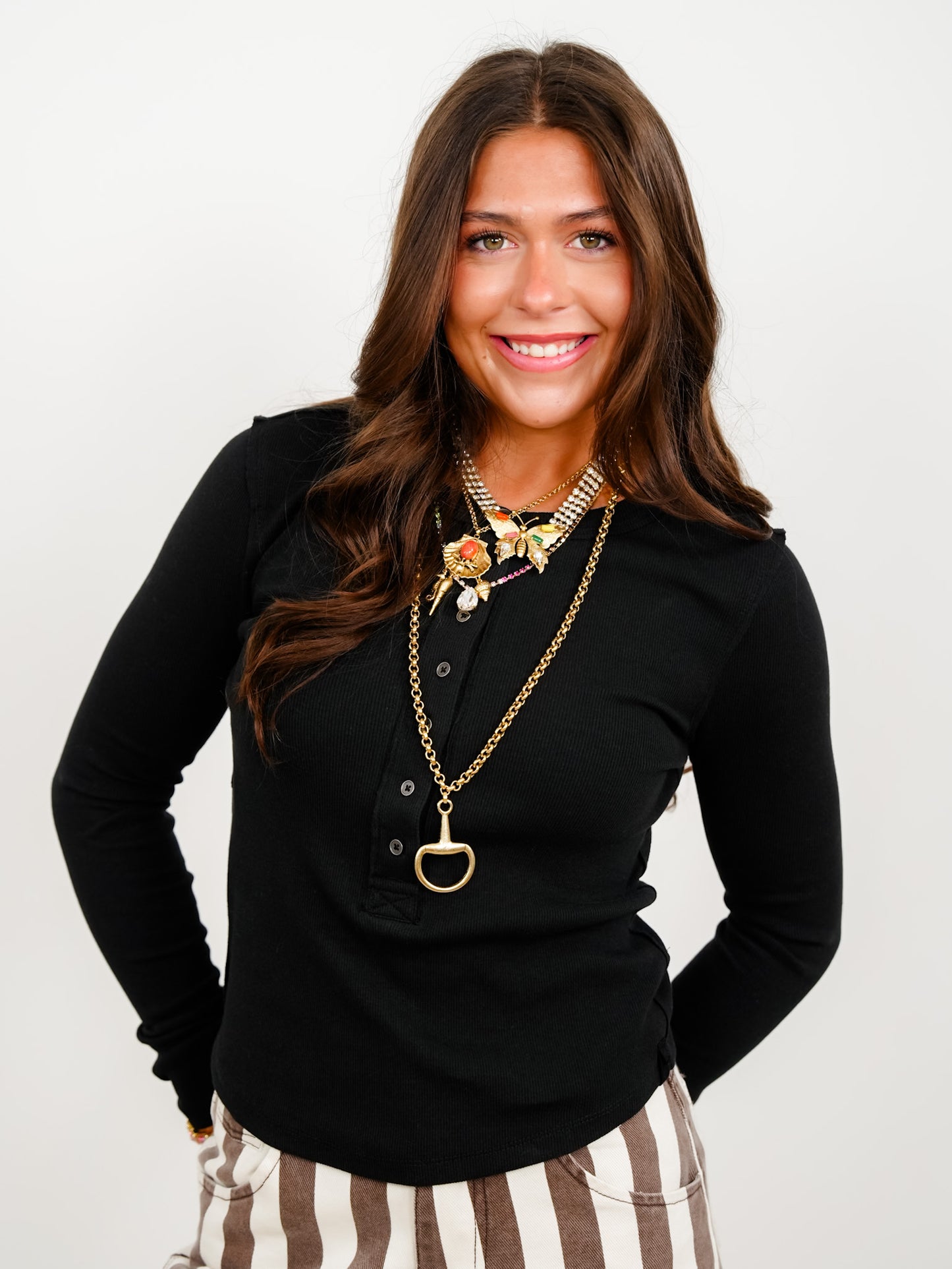 Ribbed Knit Long Sleeve Button Up Top