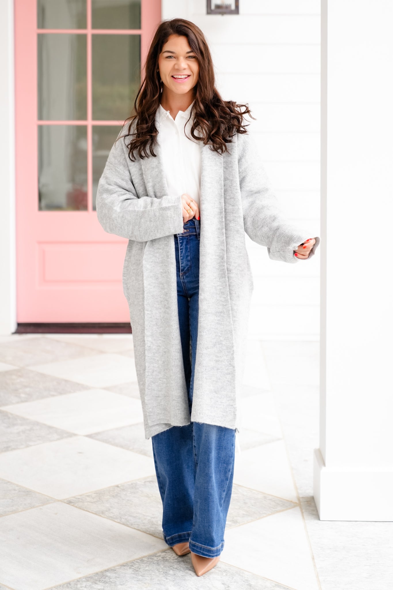 Long Sleeve Long Cardigan with Side Pockets