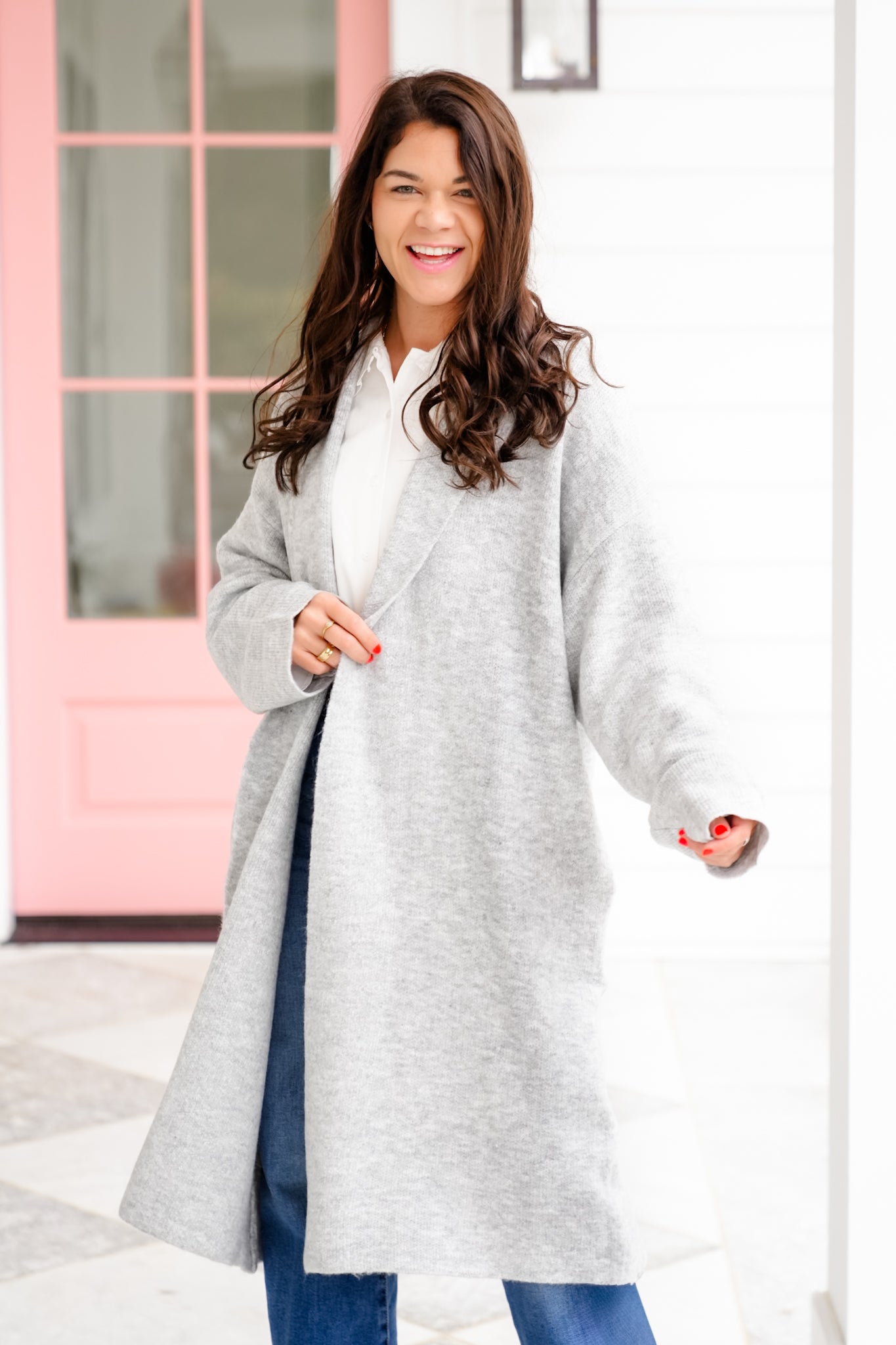 Long Sleeve Long Cardigan with Side Pockets