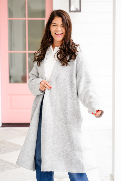 Long Sleeve Long Cardigan with Side Pockets
