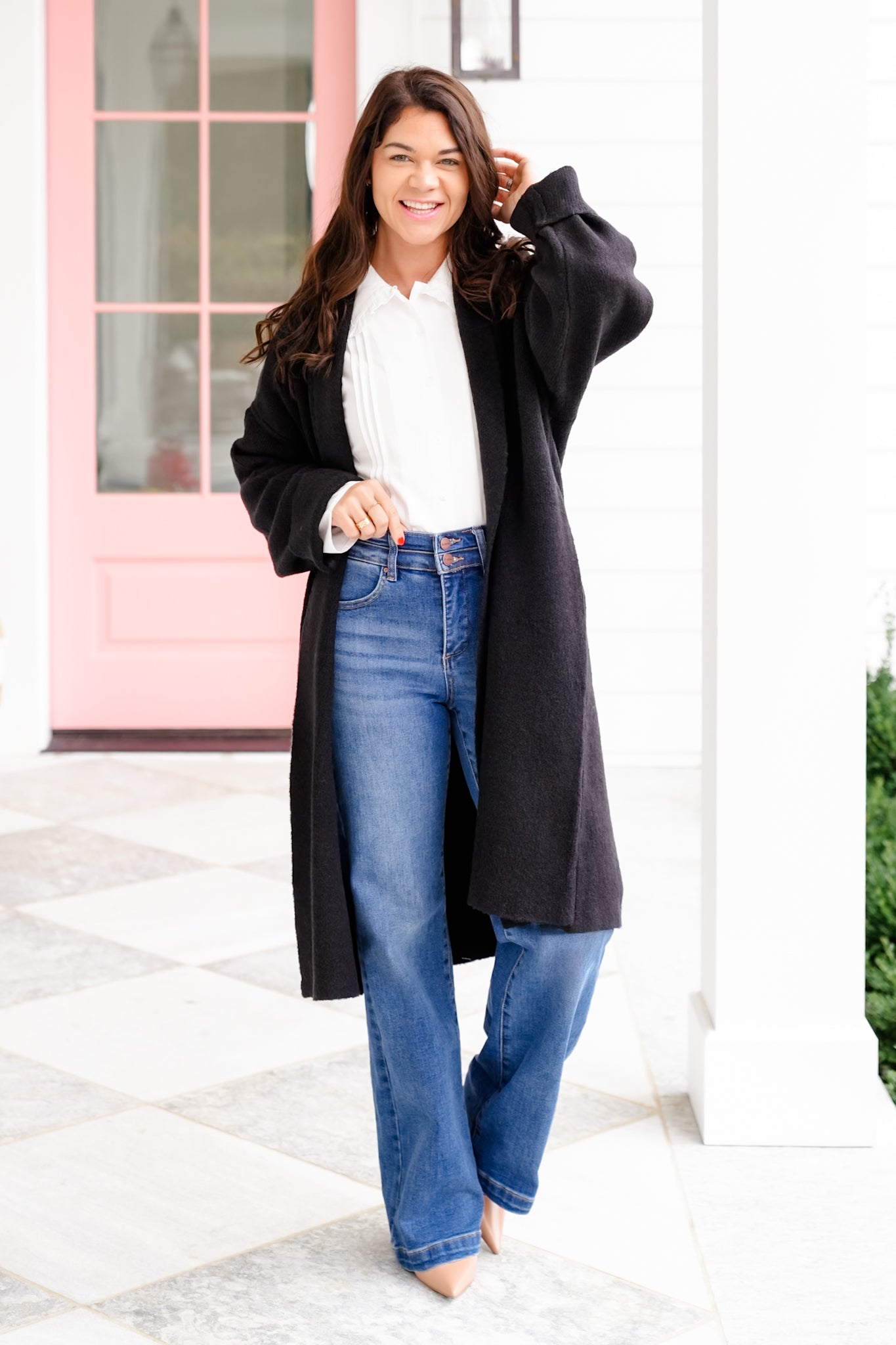 Long Sleeve Long Cardigan with Side Pockets