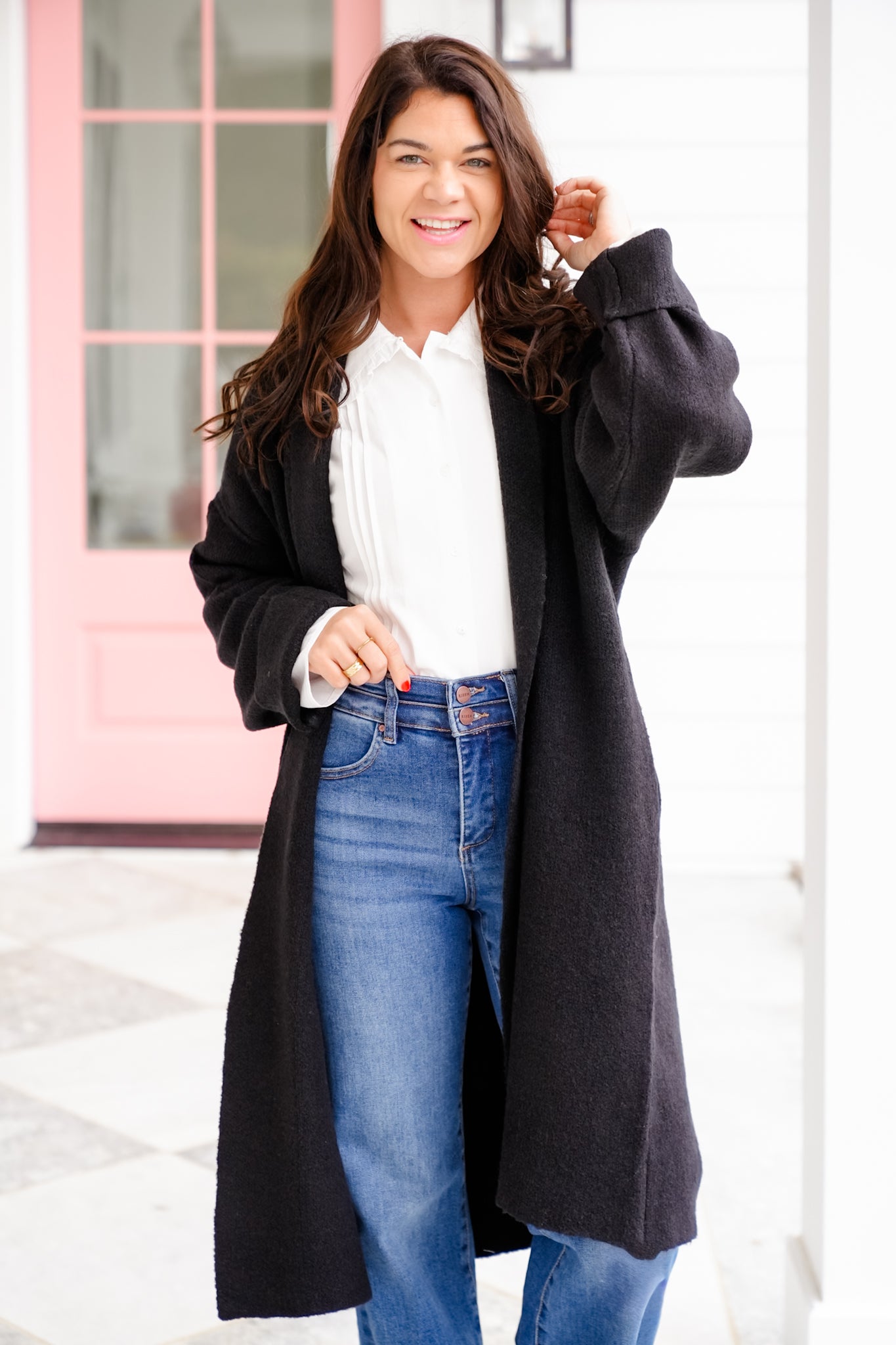 Long Sleeve Long Cardigan with Side Pockets