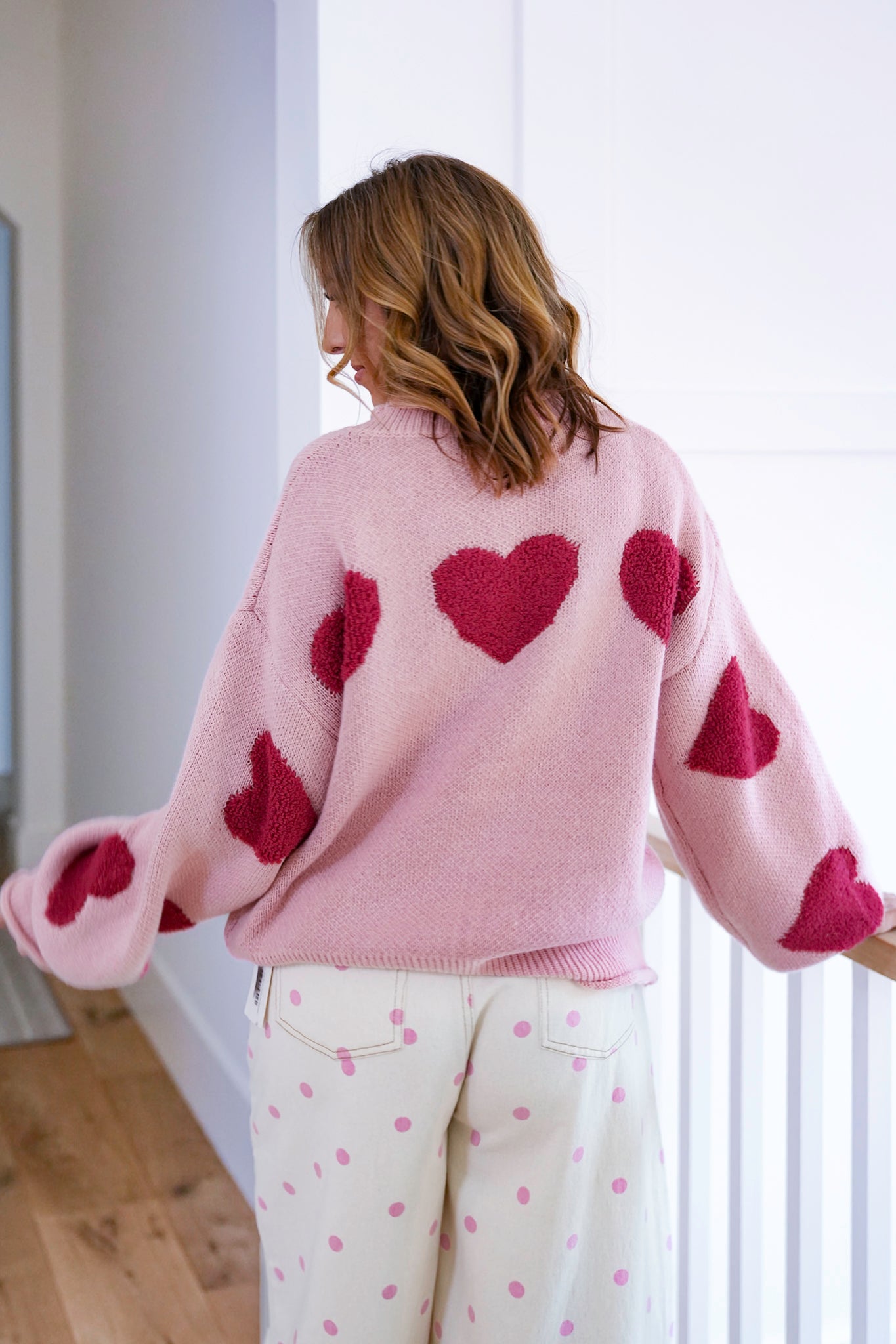 Heart Patch Roll Neck Loose Fit Sweater