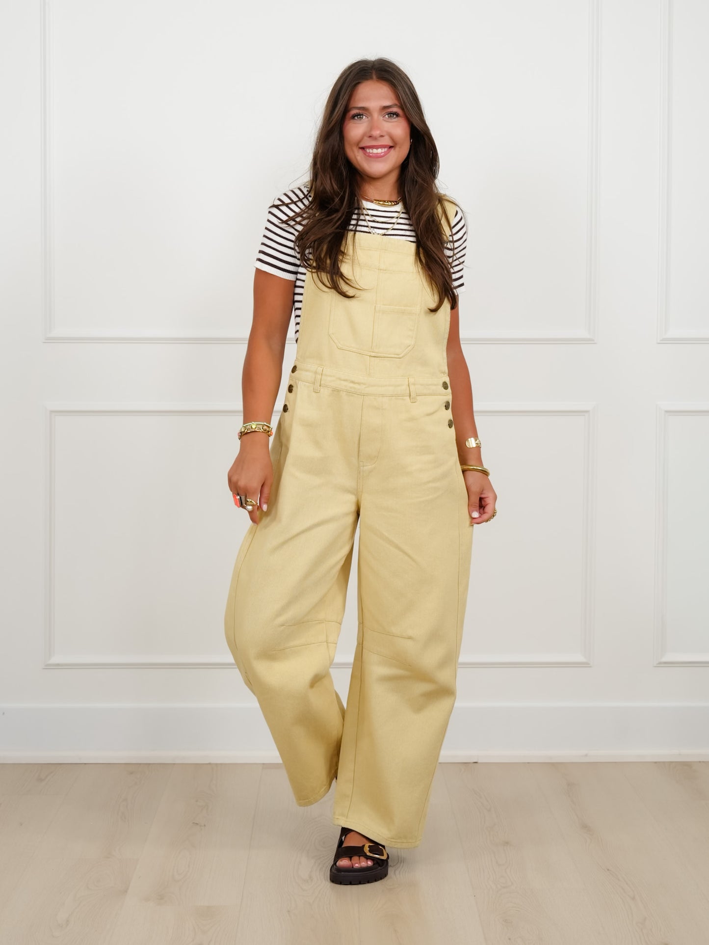 Mineral Wash Twill Barrel Leg Overalls