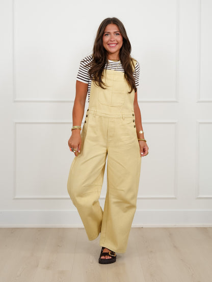 Mineral Wash Twill Barrel Leg Overalls