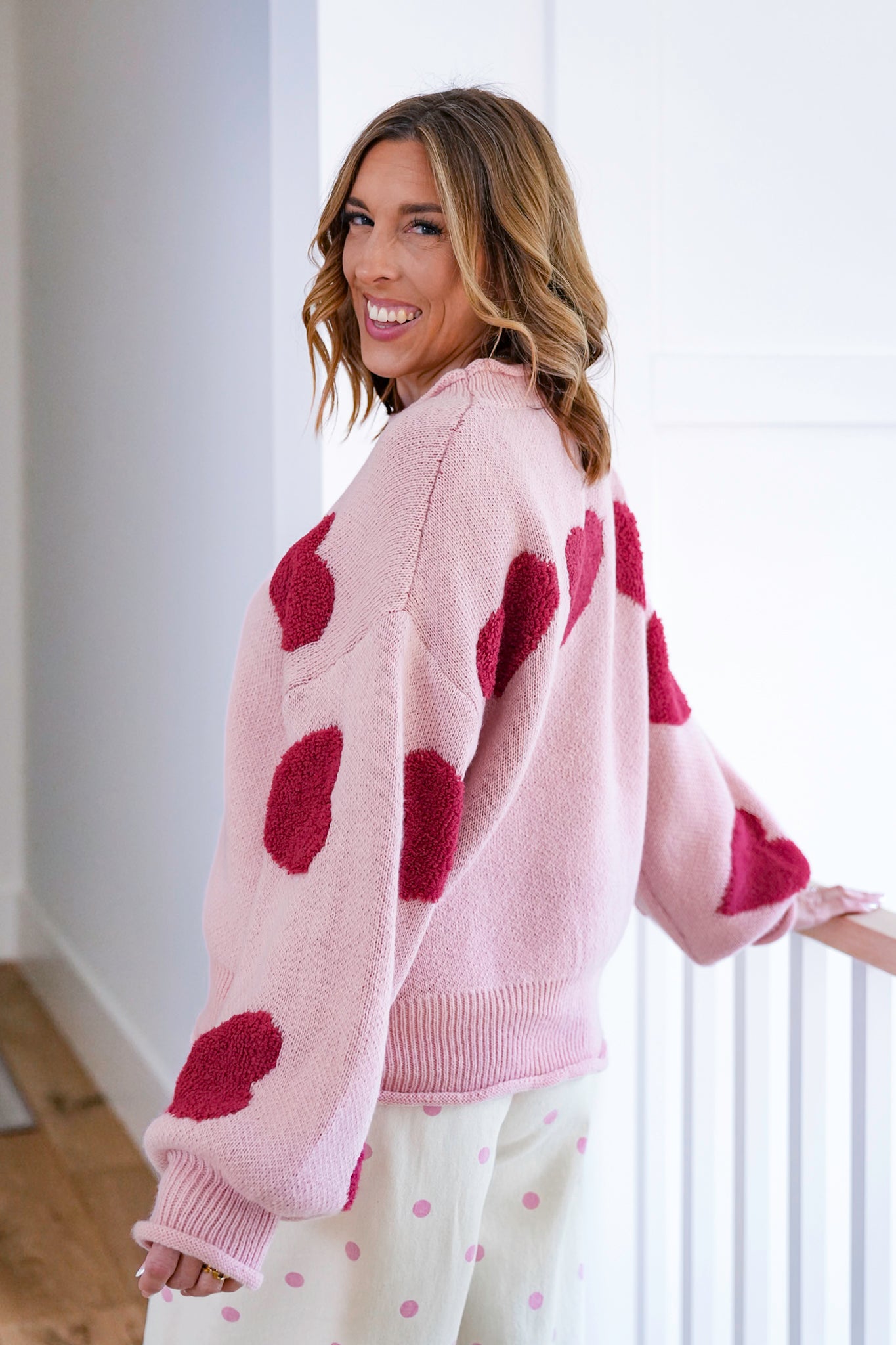 Heart Patch Roll Neck Loose Fit Sweater