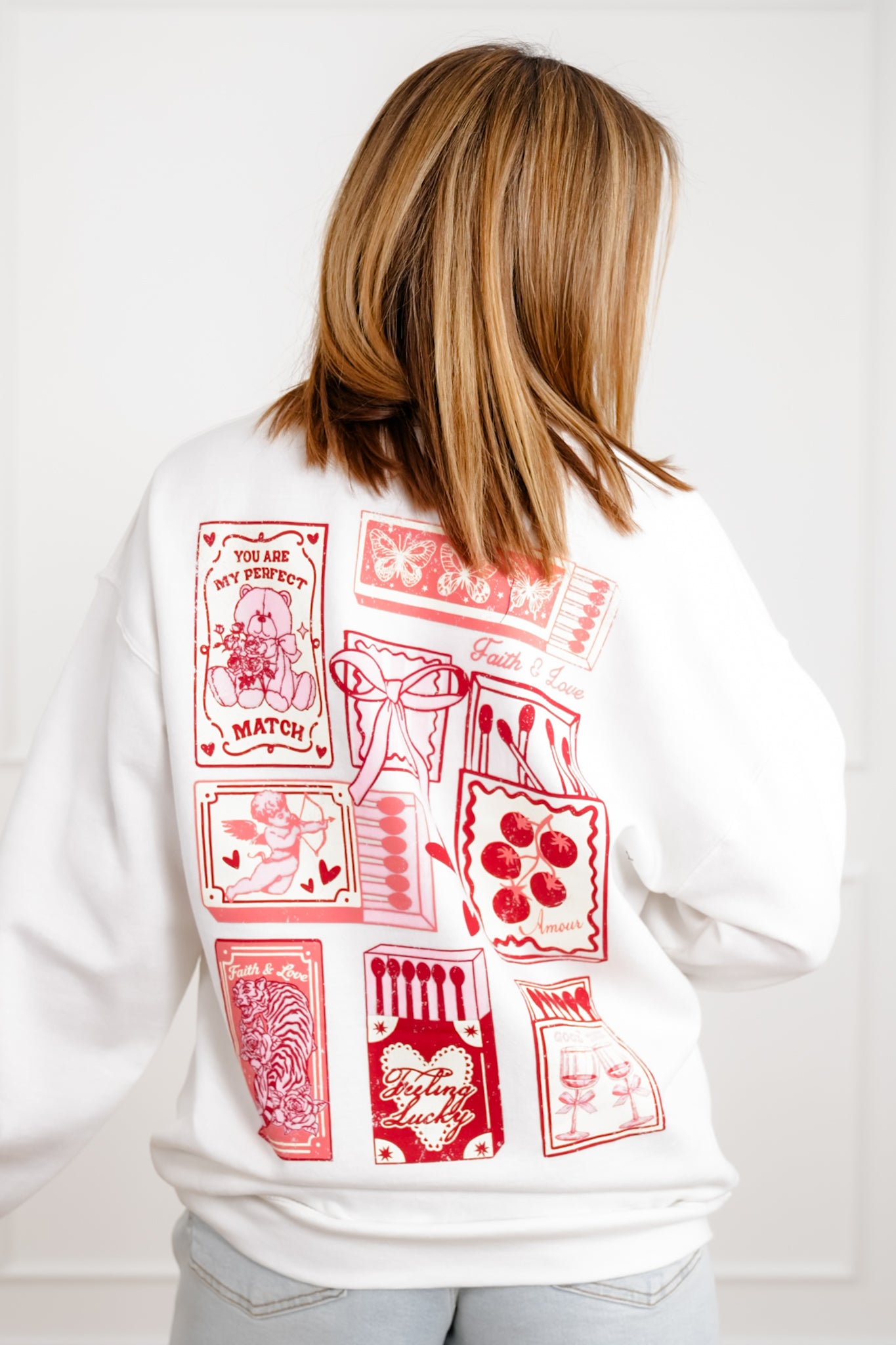 Long Sleeve " Perfect Match" Pullover Sweatshirt