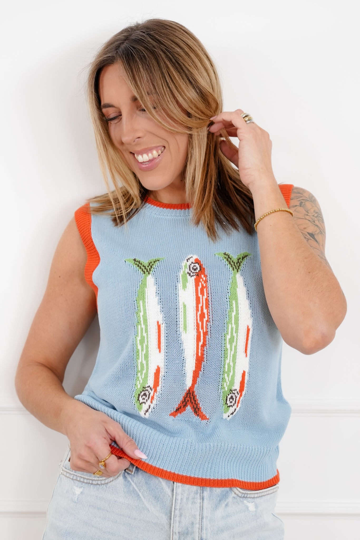 Knit Sweater Vest with Sardine – Freckled Poppy