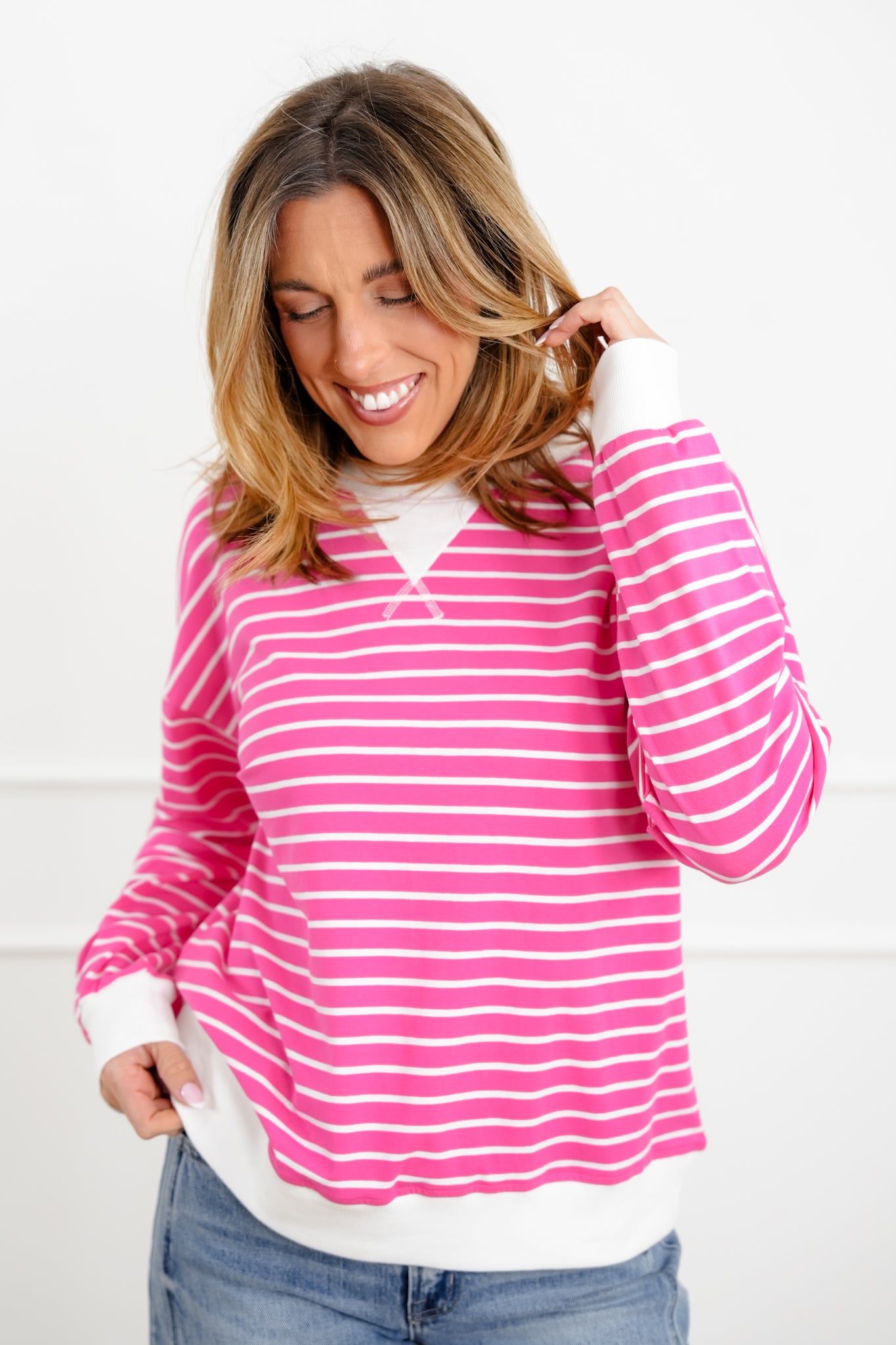Door Buster! Zenana Striped Long Sleeve Pullover