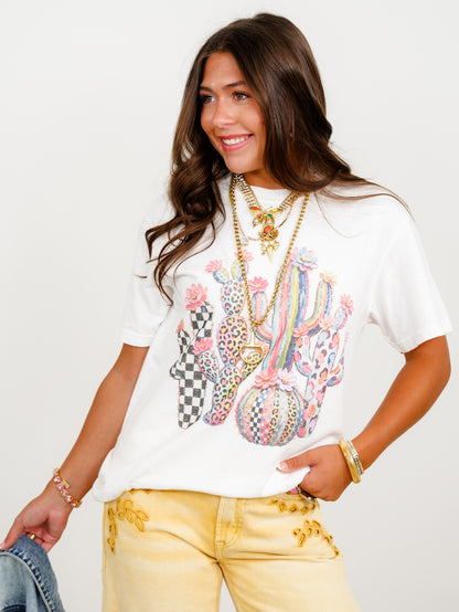 Plus/Reg Short Sleeve Painted Desert Mixed Pattern Western Graphic Tee