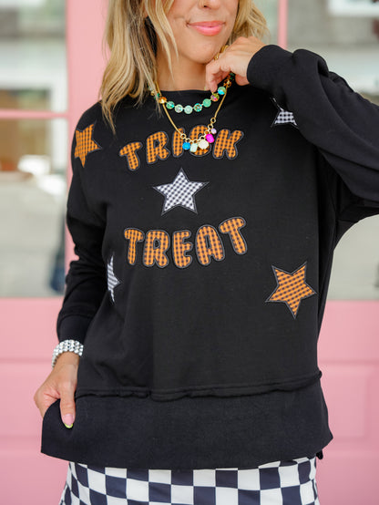 Plus/Reg Long Sleeve Trick or Treat Pullover Sweatshirt - Freckled Poppy