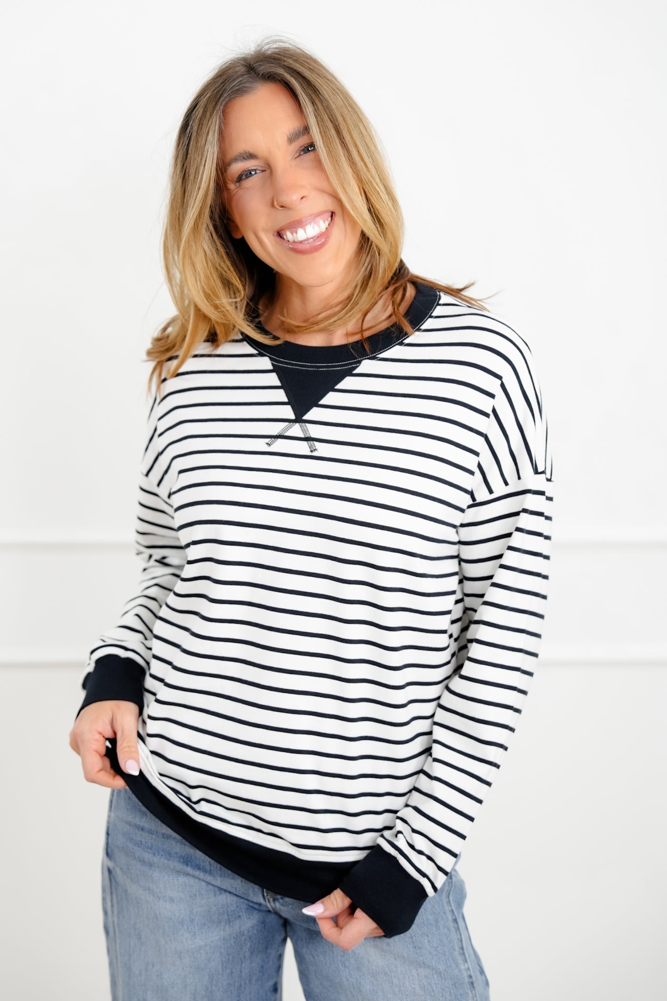 Door Buster! Zenana Striped Long Sleeve Pullover
