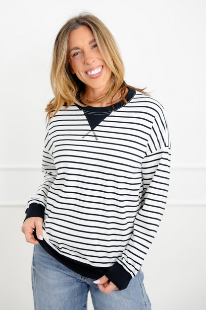 Door Buster! Zenana Striped Long Sleeve Pullover
