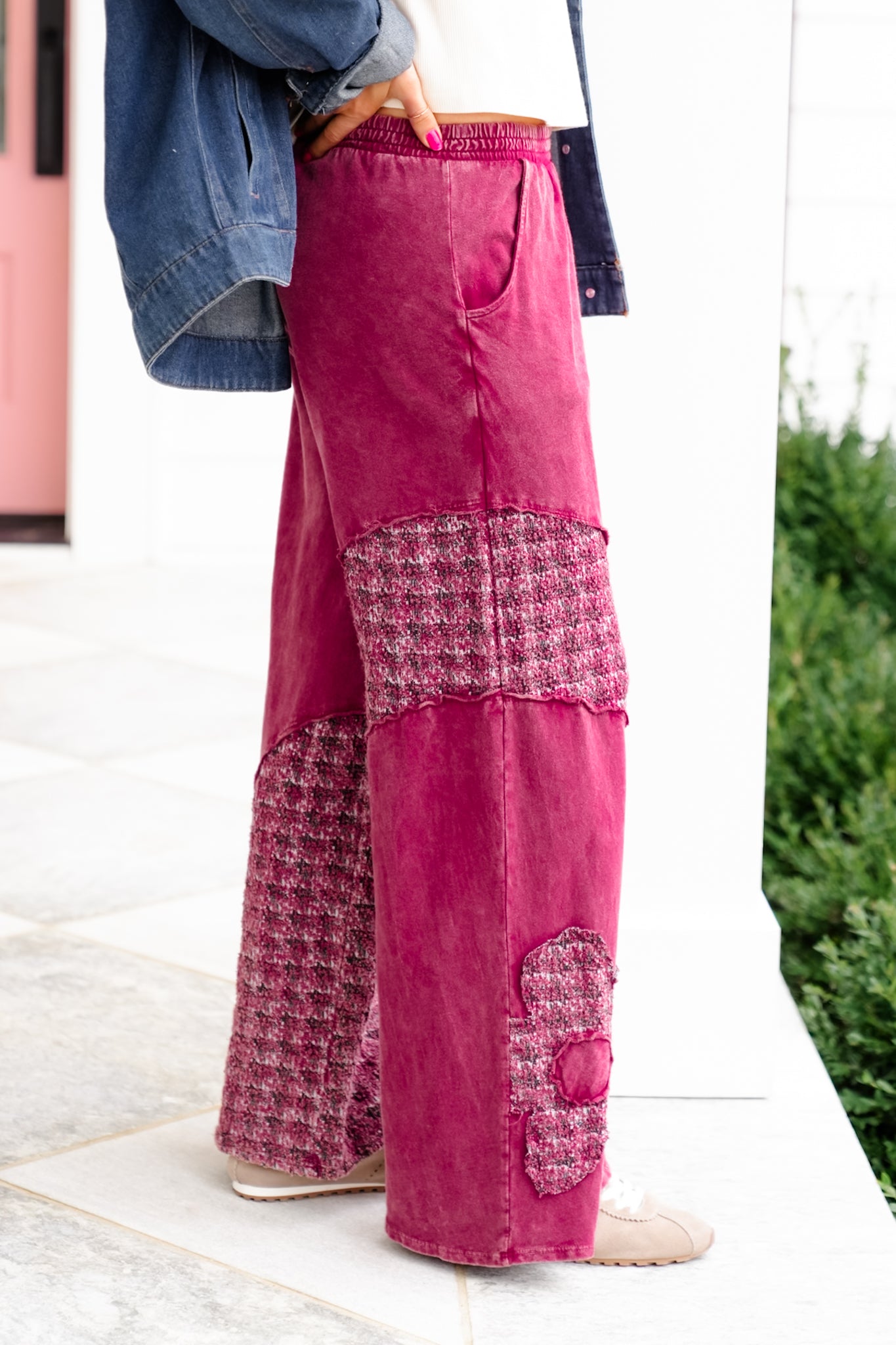 Mineral Washed Daisy Patch Wide Leg Pants
