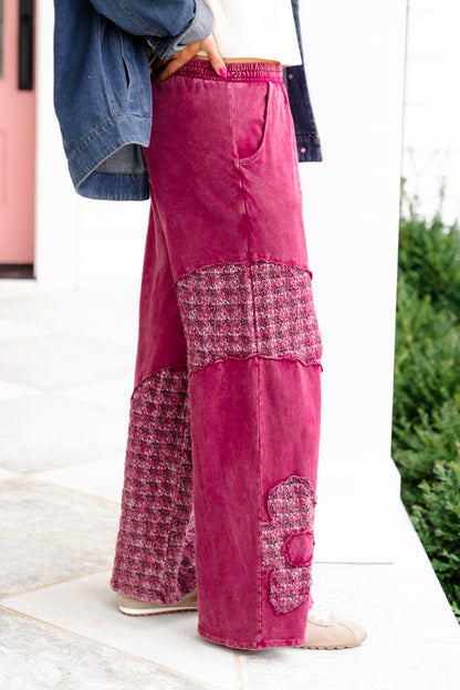 Mineral Washed Daisy Patch Wide Leg Pants