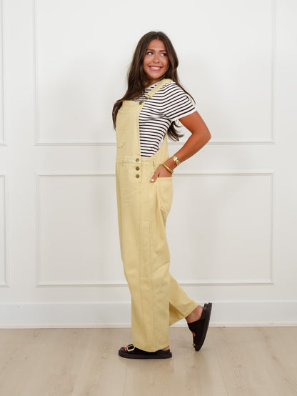 Mineral Wash Twill Barrel Leg Overalls